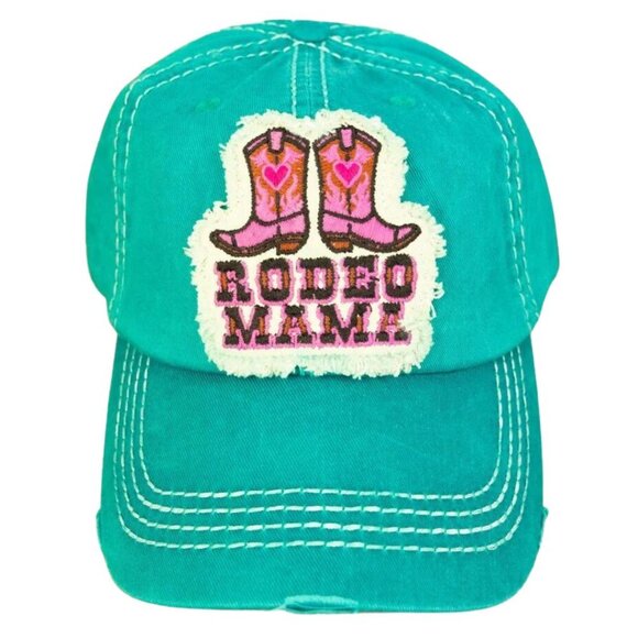 KBETHOS Turquoise Rodeo Mama‎ Distressed Baseball Cap Hat NWT - Picture 1 of 3